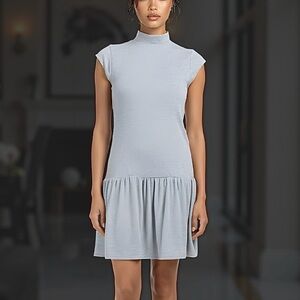 Gilli Women’s Gray Mock Neck Short Sleeve Drop Waist Mini Dress Sz M